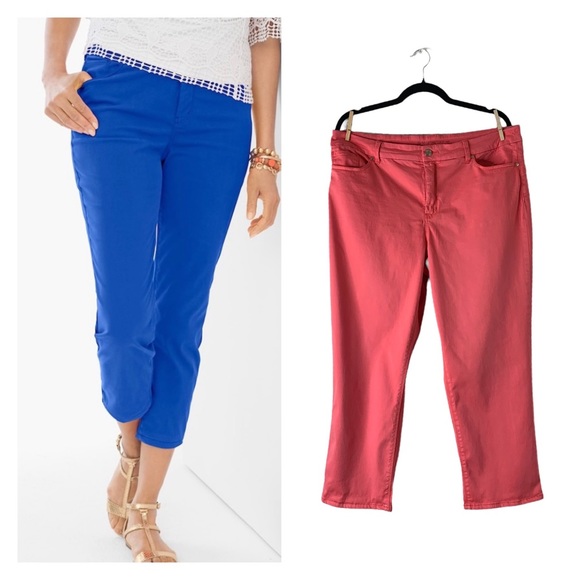 Chico's Pants - CHICO’S 2.5 So Lifting Crop Jeans Pink Coral Large L 14 Denim